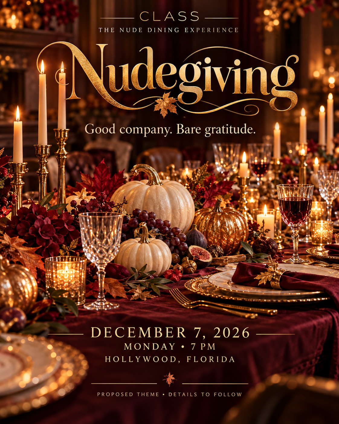 Nudegiving — The Nude Dining Experience flyer