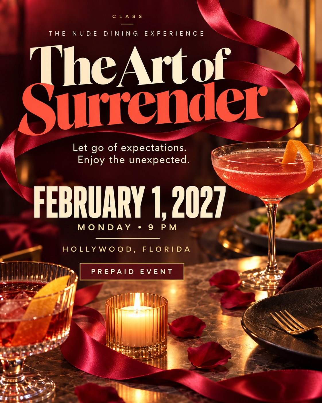 The Art of Surrender — The Nude Dining Experience flyer