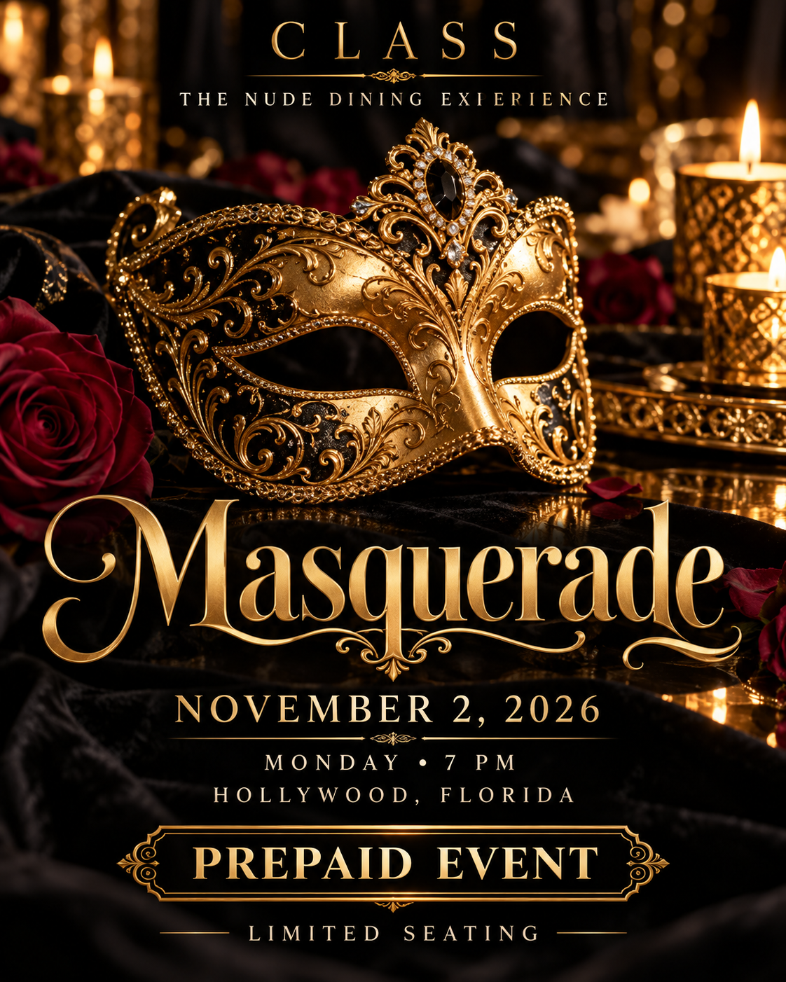 Masquerade — The Nude Dining Experience flyer